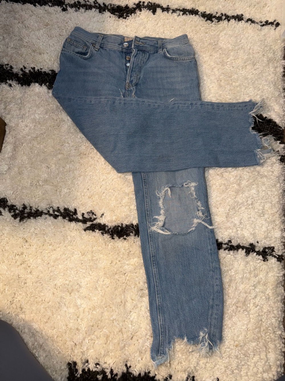 We The Free Distressed Light Blue Straight Leg Jeans
